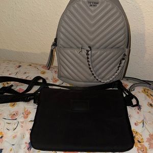Victoria Secret Mini Grey backpack and Pink crossbody black bag